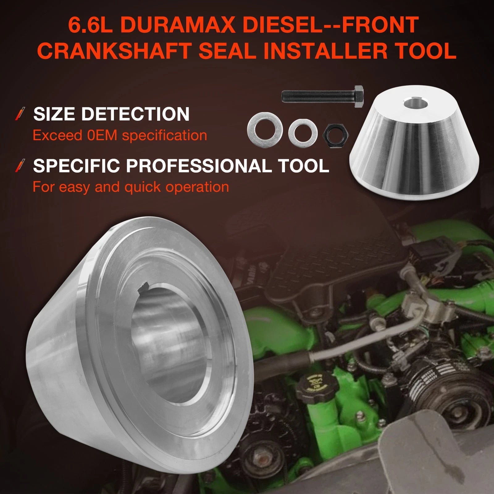 J-44645 Front Crankshaft Seal Installer Tool for Isuzu Duramax 6.6L (2001–2023)