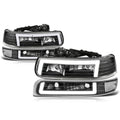 C-Shape LED DRL Headlights + Bumper Lamps for Silverado/Tahoe (1999–2006)