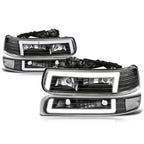 C-Shape LED DRL Headlights + Bumper Lamps for Silverado/Tahoe (1999–2006)