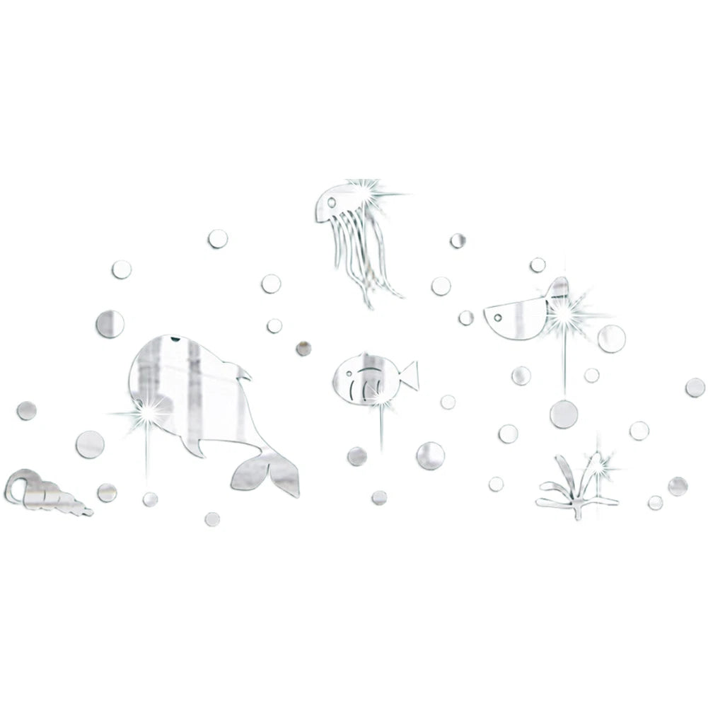 Acrylic Sea Fish Mirror Wall Sticker for Indoor Walls