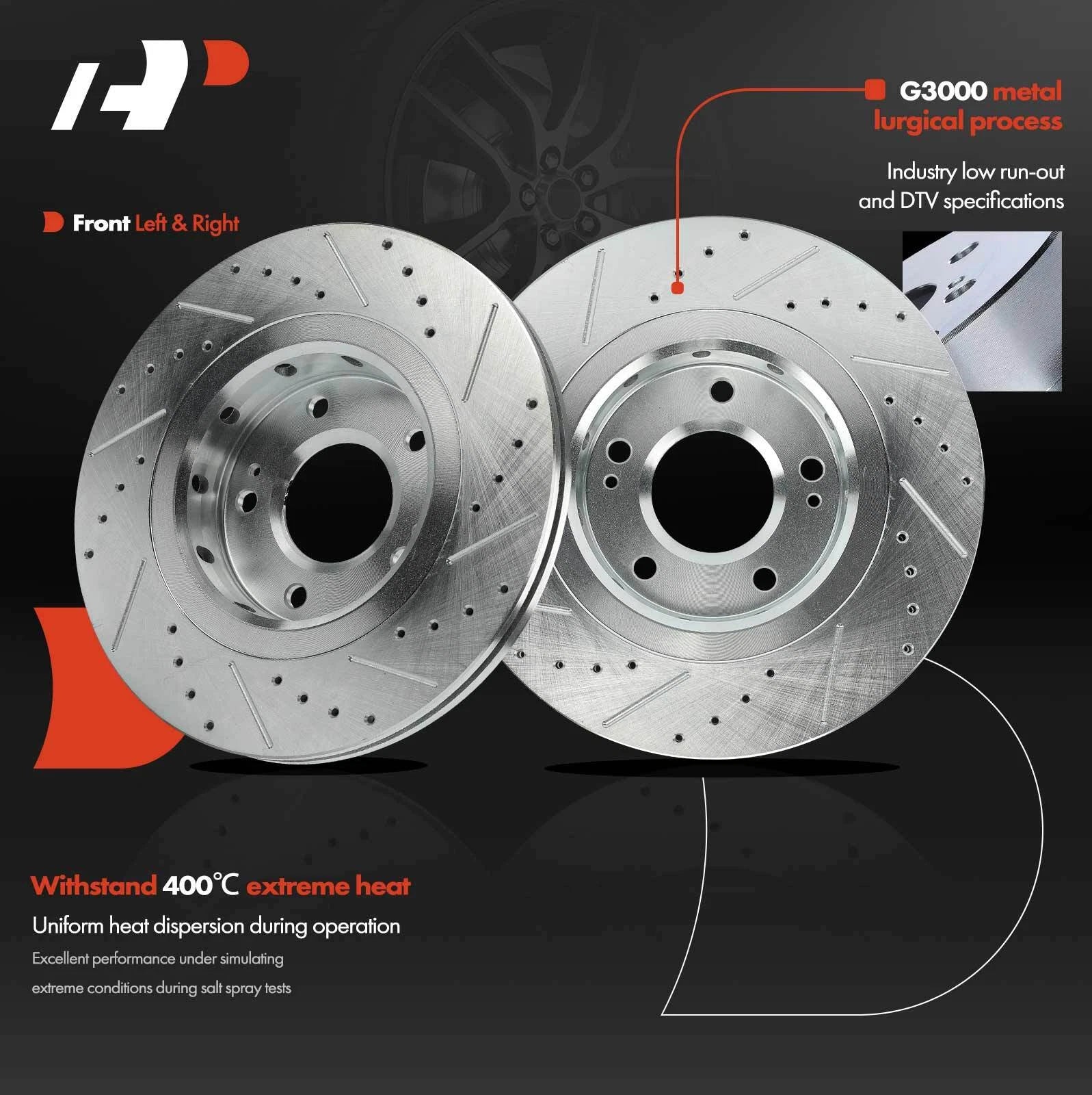 Front Side Drilled Brake Rotors for Mitsubishi Lancer (2015-2020)