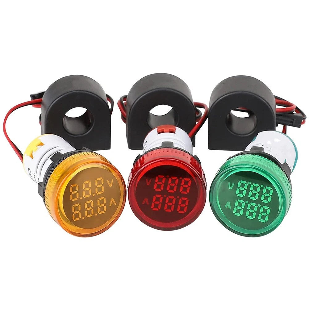 3pcs AC Voltage Current Meter LED Display 60-500V 100A Monitoring Tool