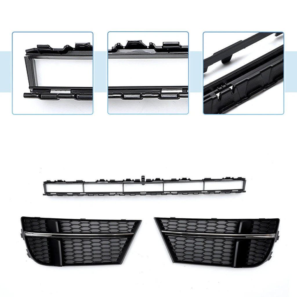 Front Lower Bumper Grille for Audi A3 A3PA (2017–2020) Black Sport Style