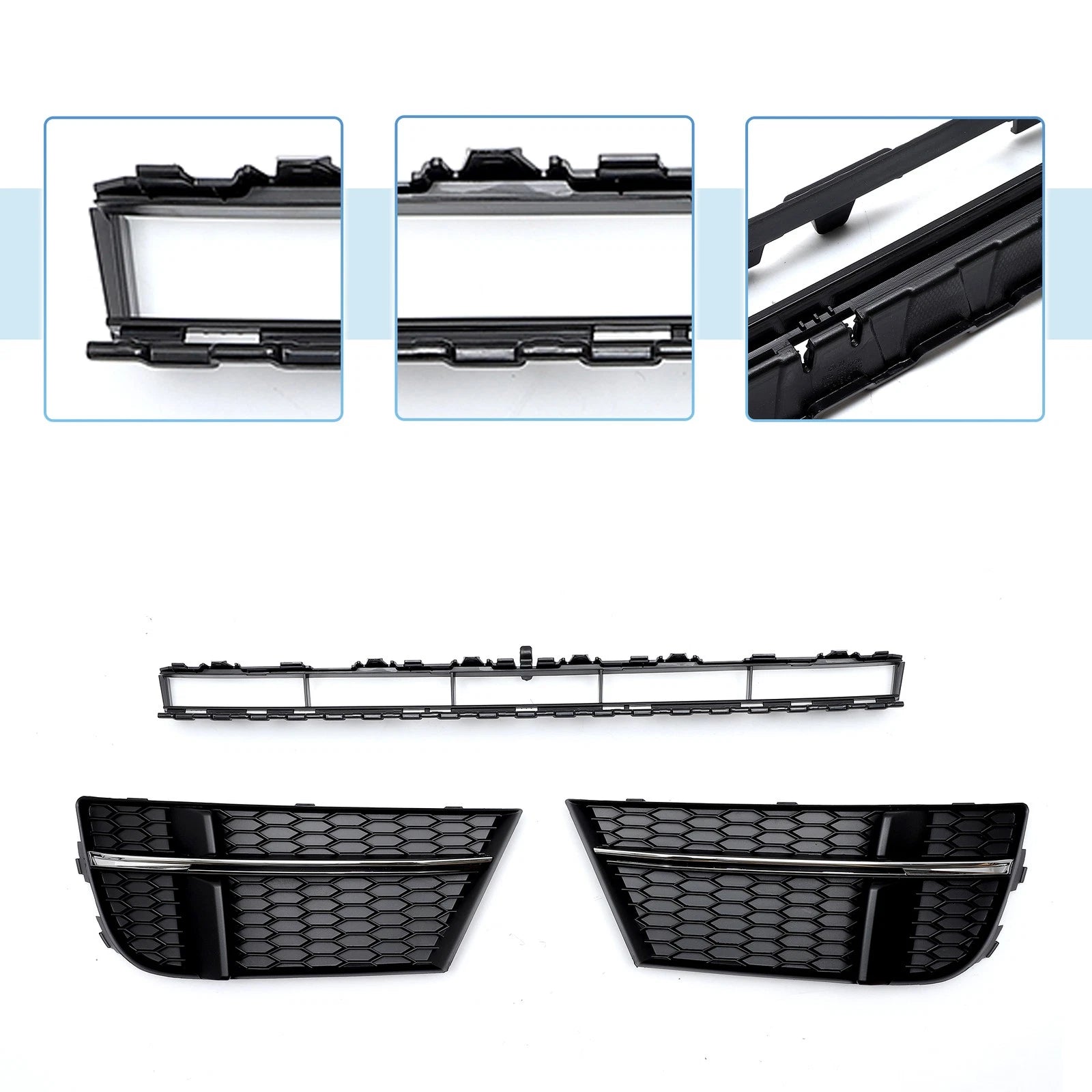 Front Lower Bumper Grille for Audi A3 A3PA (2017–2020) Black Sport Style