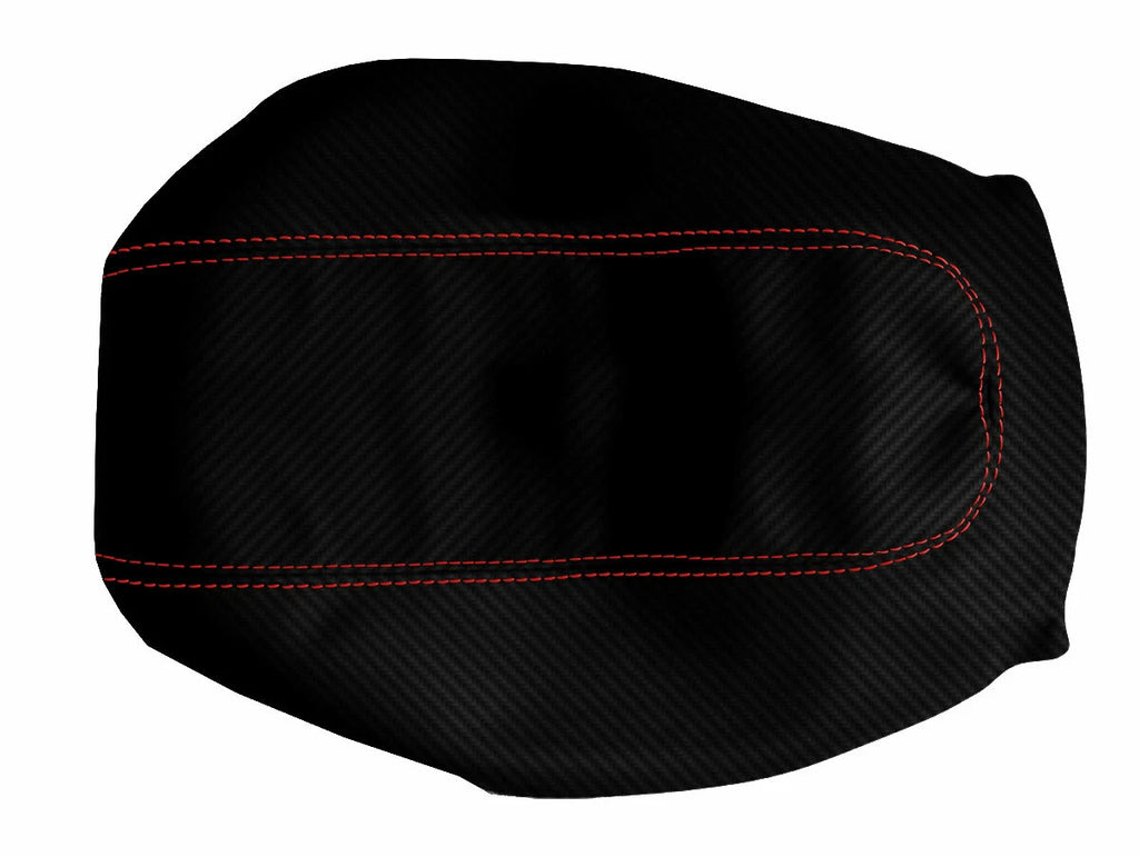 Carbon Fiber Console Lid Cover for Dodge Intrepid (1998–2004) Black Red Stitch