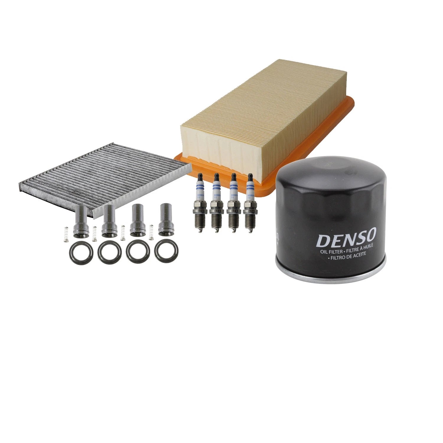 Set of 4 Denso Spark Plugs & Boots for Kia Rio/Rio5 (2006–2011)