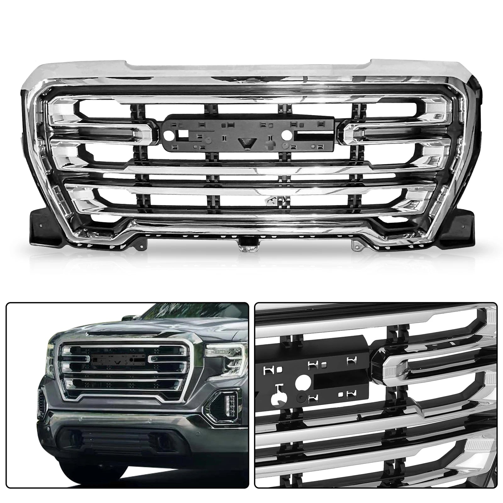 Chrome Front Upper Grille for GMC Sierra 1500 (2019-2021)