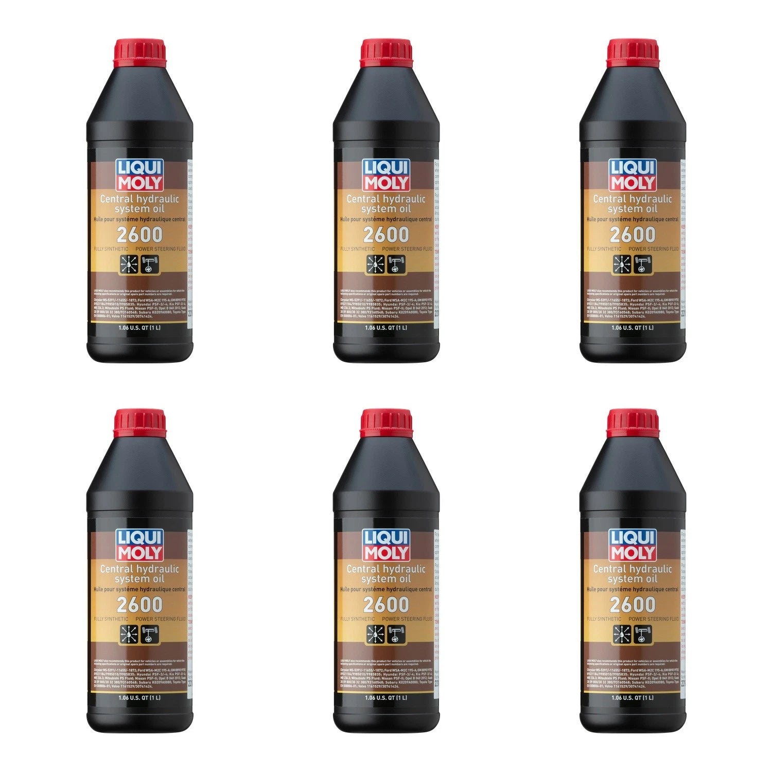 Set of 6 Liqui Moly Central Hydraulic System Oil 2600 (1L each)