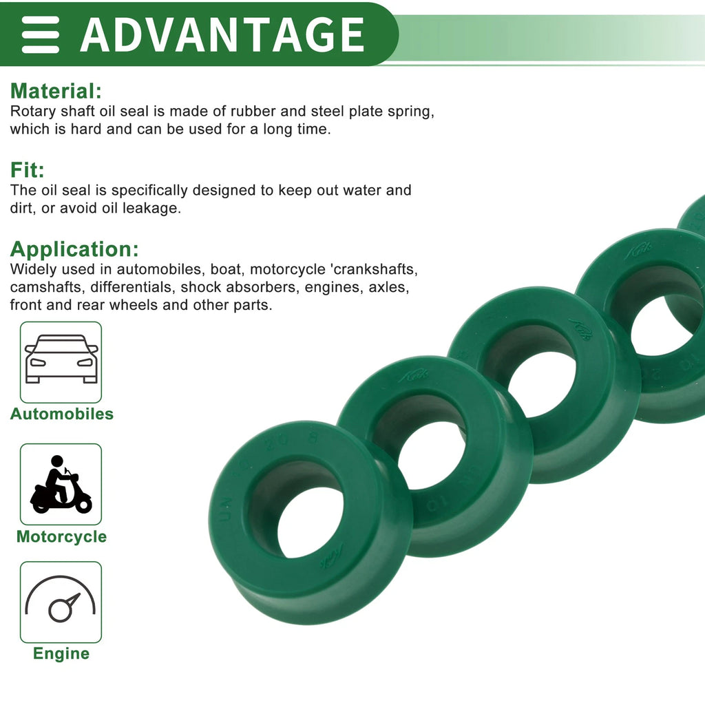 Set of 5 Oil Seal Ring 10x20x8mm for Rotary Shaft (High Pressure)