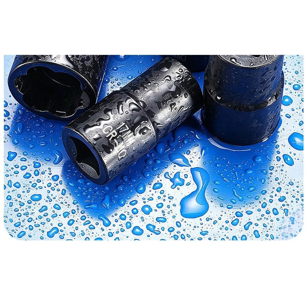 Set of 4 Black Nut Extractor Sockets 17mm 19mm 21mm 22mm