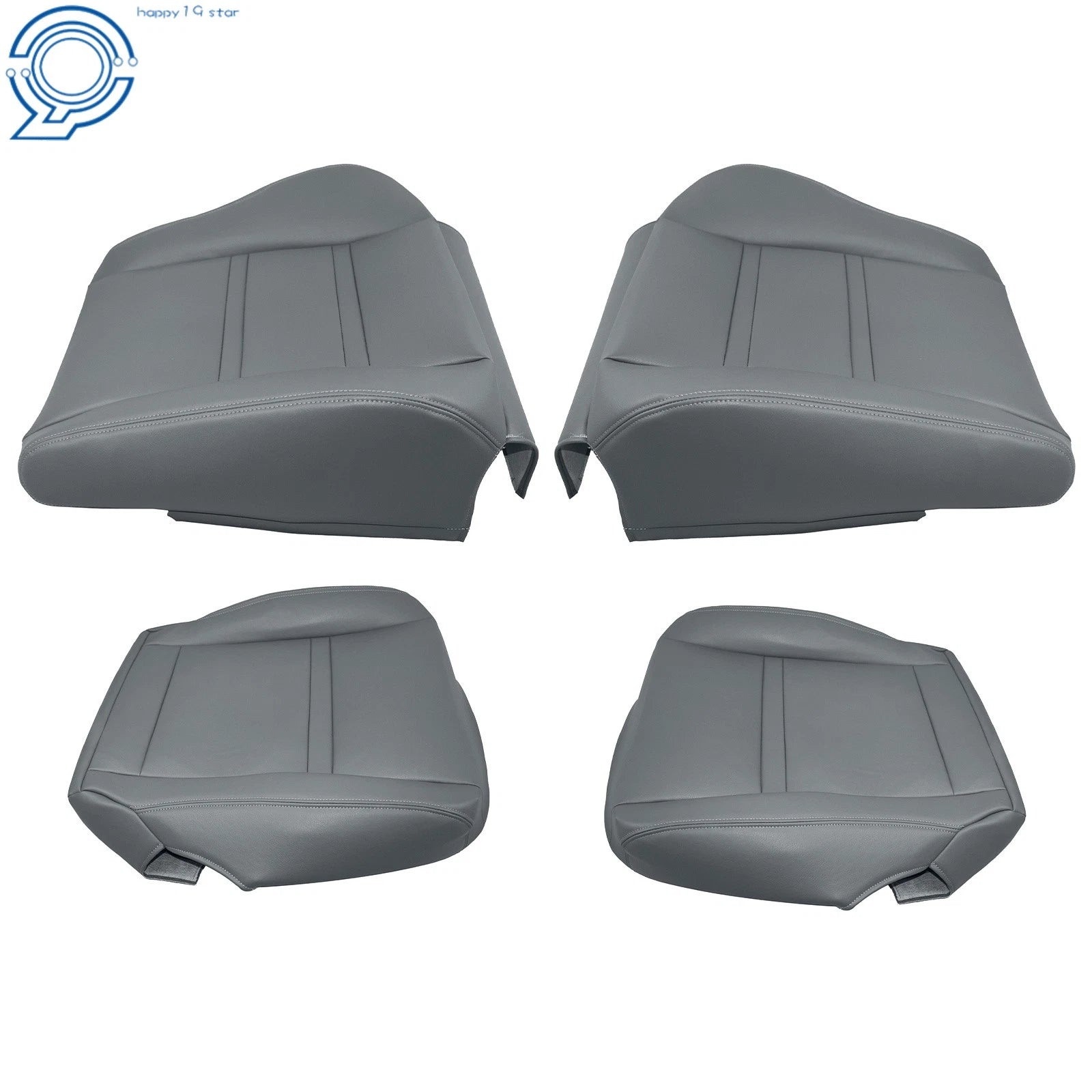 Set of 2 Front Seat Covers for Toyota Land Cruiser (1990–1997) Gray Leather