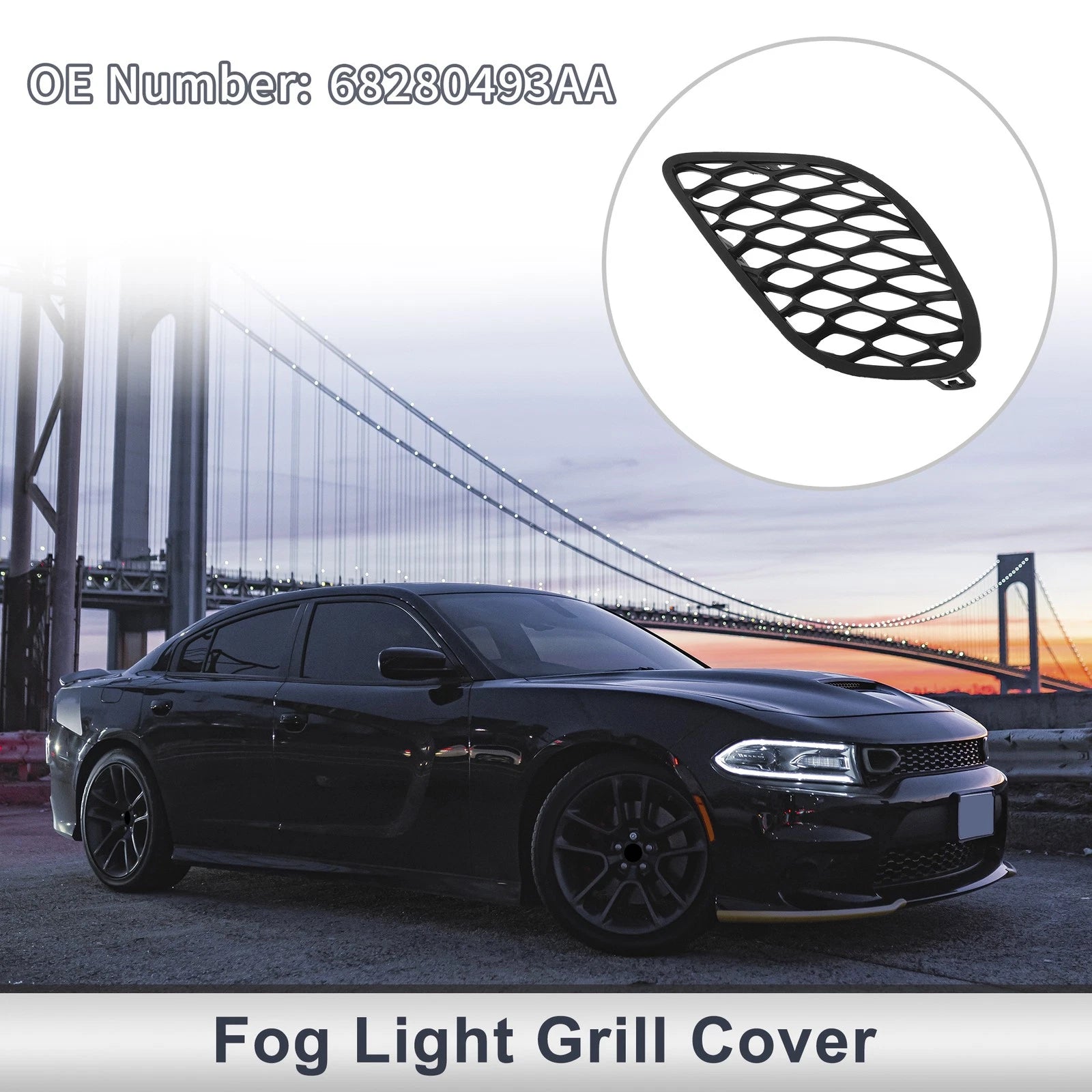 1 Pc Fog Light Grill for Dodge Charger (2015–2022) No. 68280493AA