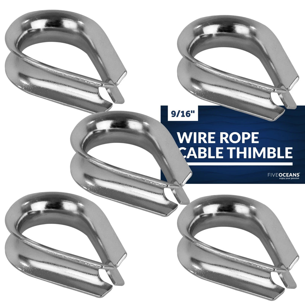 5-Pack Stainless Steel Thimble for 9/16" Wire Rope Cable (FO1446-M5)