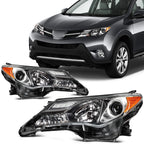 Headlight Assembly Set of 2 for Toyota RAV4 (2013–2015) Black Housing