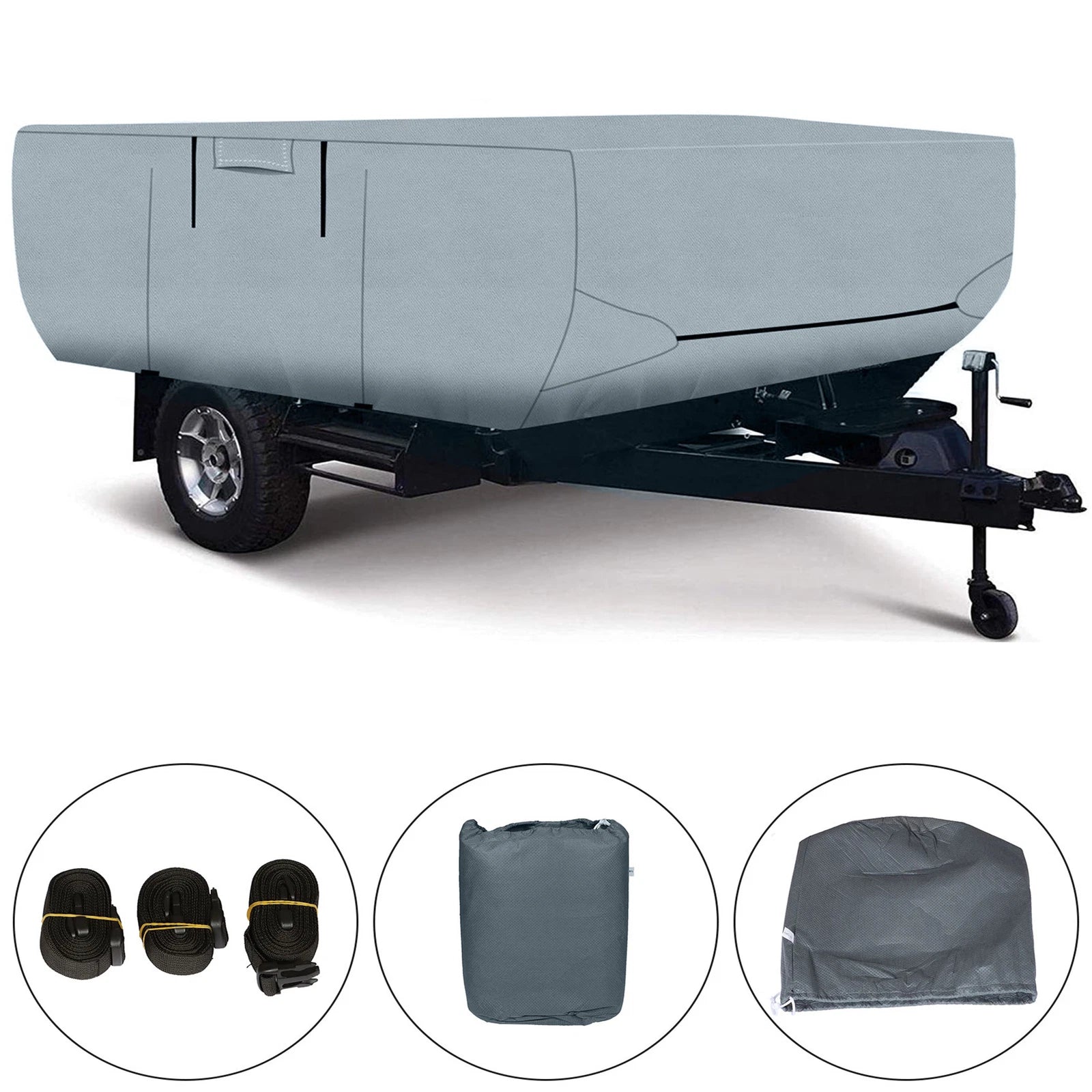 Waterproof Pop Up Folding Camper RV Cover for Trailers (16-18 FT)
