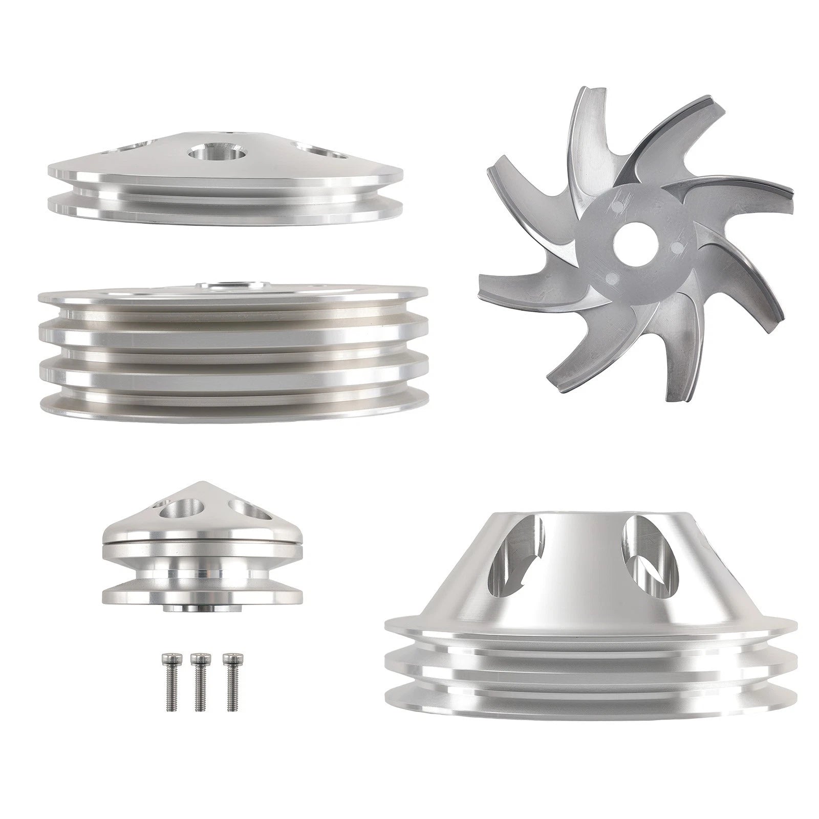 Aluminum Triple Groove Pulley Kit for Small Block Chevy 283-350 (1960–1985)
