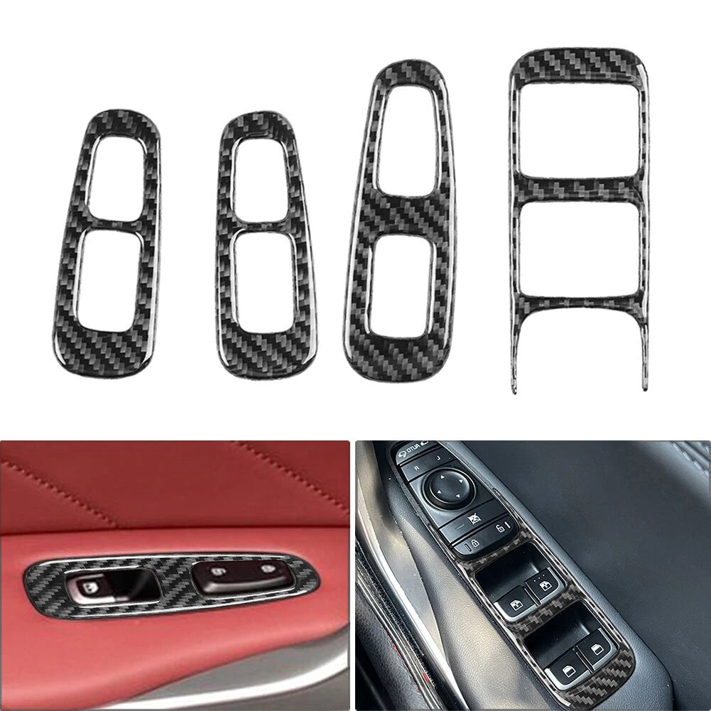Set of 4 Window Lift Switch Button Panel Cover Trim for Kia Stinger (2018–2023)