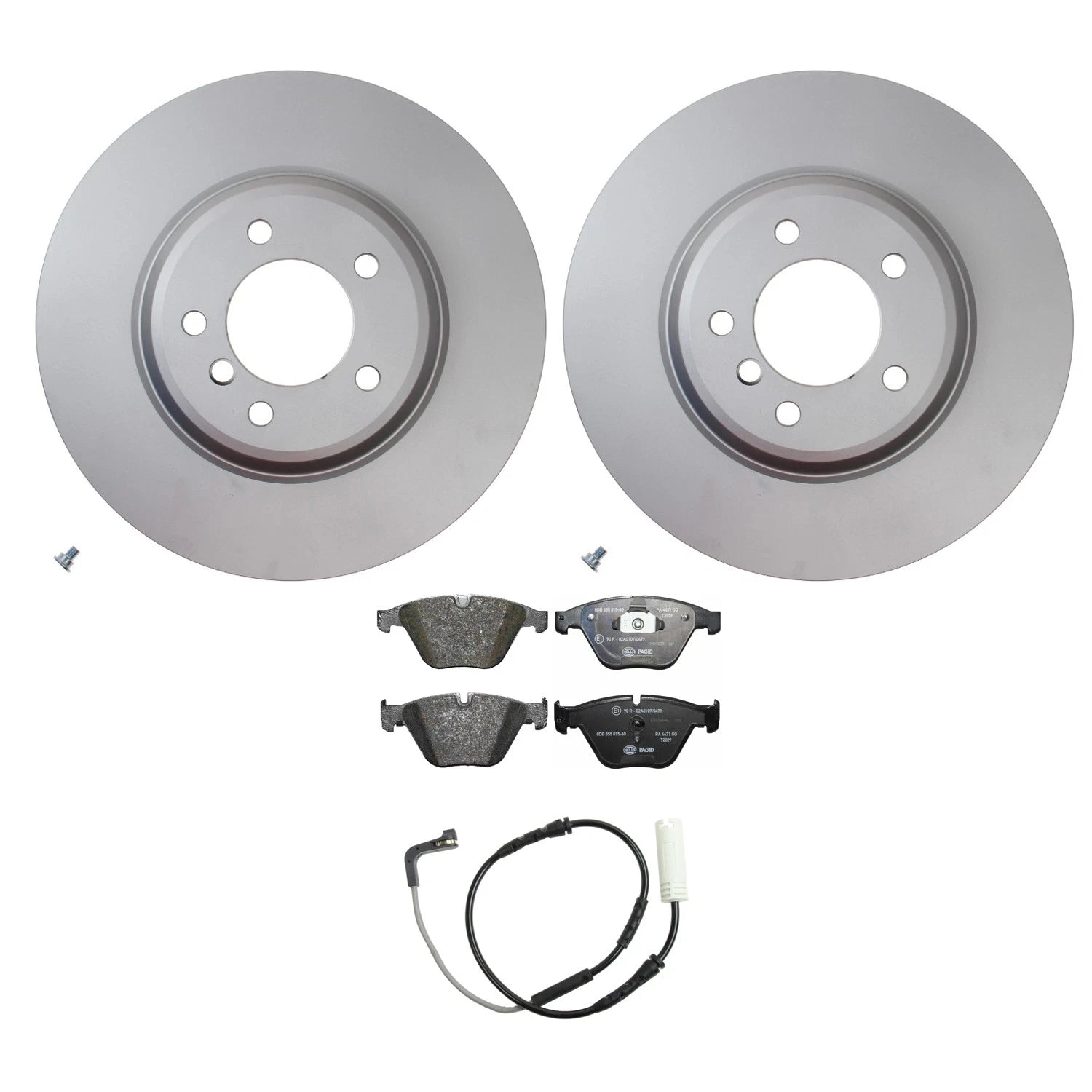 Hella Front Rotors & Low-Met Disc Brake Pad Kit for BMW E90 E93 (2007–2013)