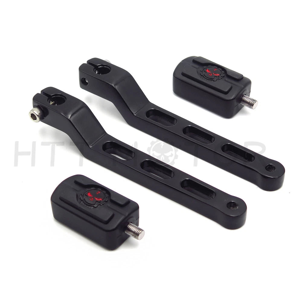 Black Skull Heel Toe Shift Levers w/ Shifter Pegs for Harley Electra Glide (1988–2017)