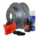 Rear Brake Kit Set of 4 Drilled Disc Rotors & Ceramic Pads for HS250h RAV4 (2010–2015)