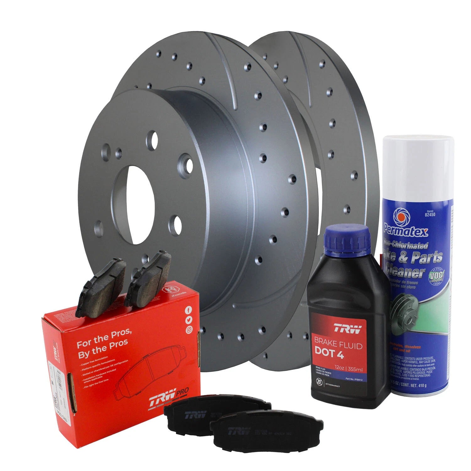 Rear Brake Kit Set of 4 Drilled Disc Rotors & Ceramic Pads for HS250h RAV4 (2010–2015)