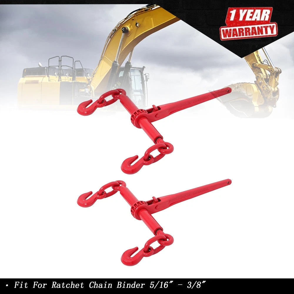 Set of 2 Ratchet Load Binders for Tie Down Chains (5/16" - 3/8")