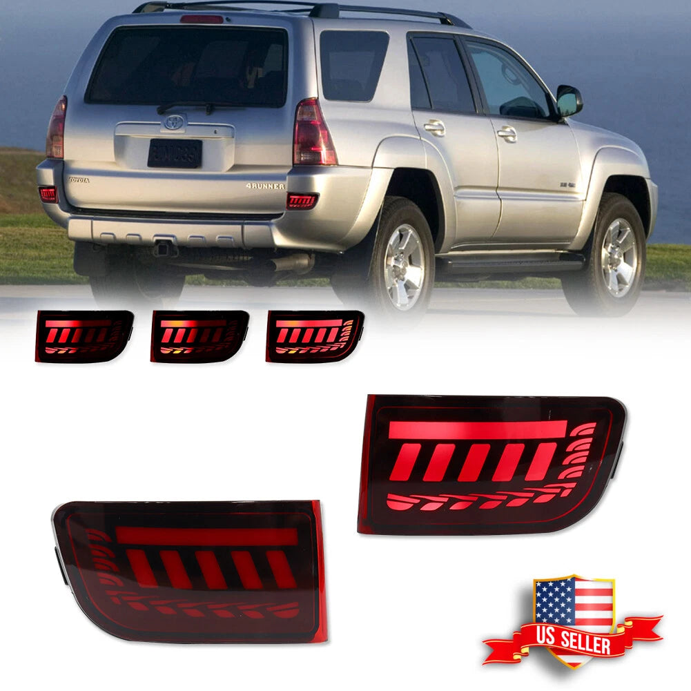 Red LED Rear Bumper Reflector Tail Lights for Toyota 4Runner (2003–2005)