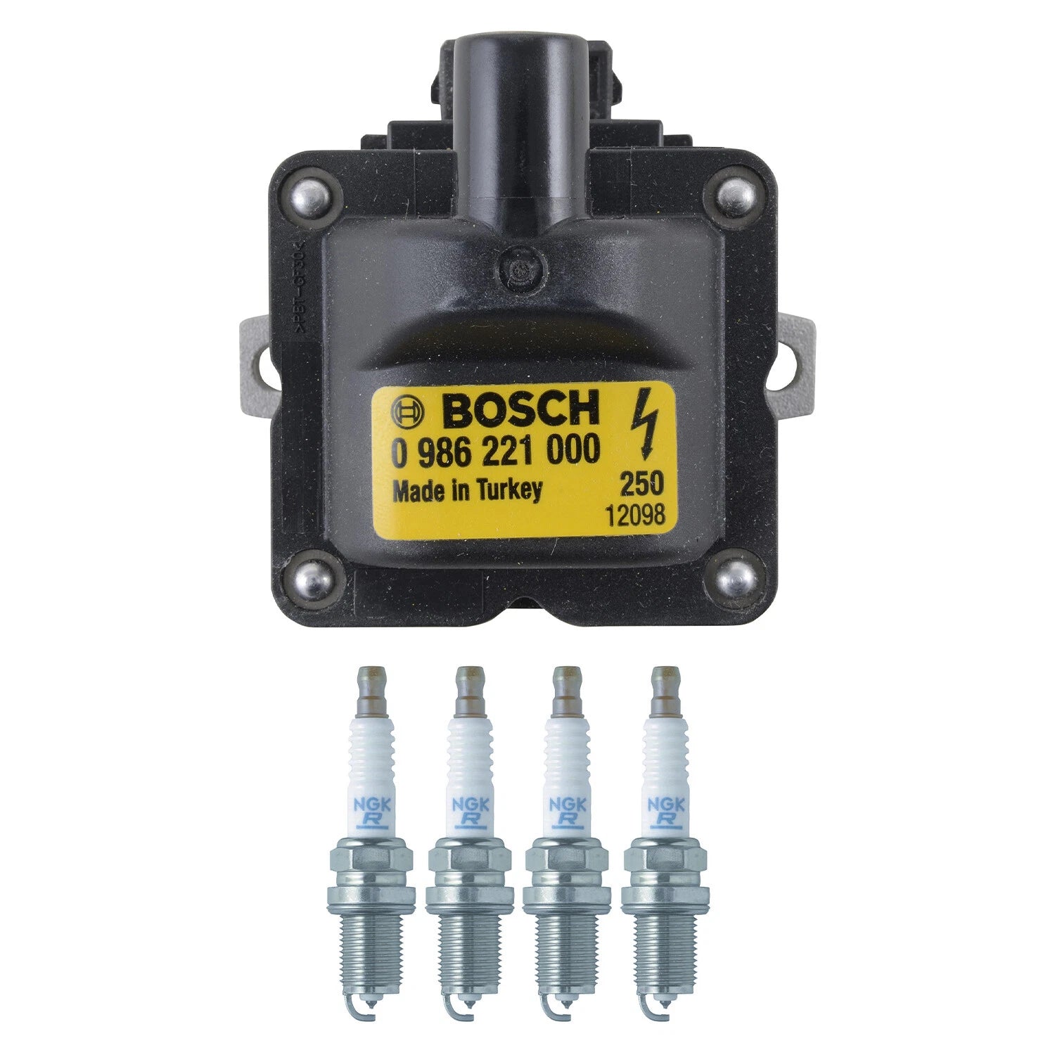 Set of 4 Bosch Ignition Coils & NGK Laser Platinum Spark Plugs for Audi A4 TT Golf Jetta (L4)