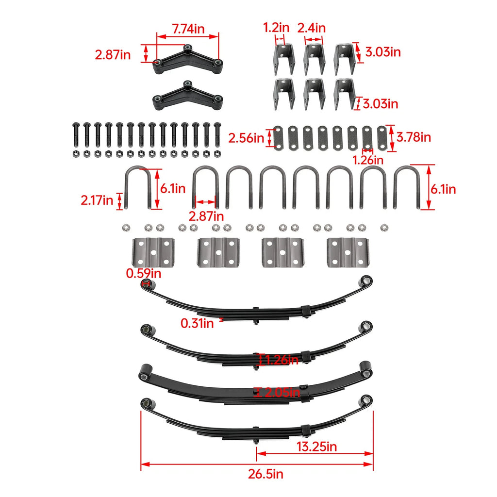 Tandem Trailer Axle Suspension Kit for 3500lbs Trailers