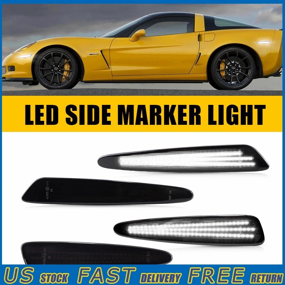 LED Smoked Front & Rear Side Marker Signal Lights for Chevy Corvette C6 (2005–2013)