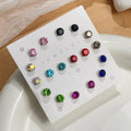 Set of 2 Multicolor Geometric Zircon Earrings with Resin Packaging