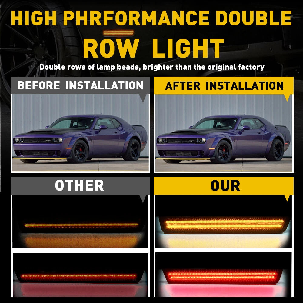 LED Side Marker Lights Smoked Lens for Dodge Challenger (2015–2022)
