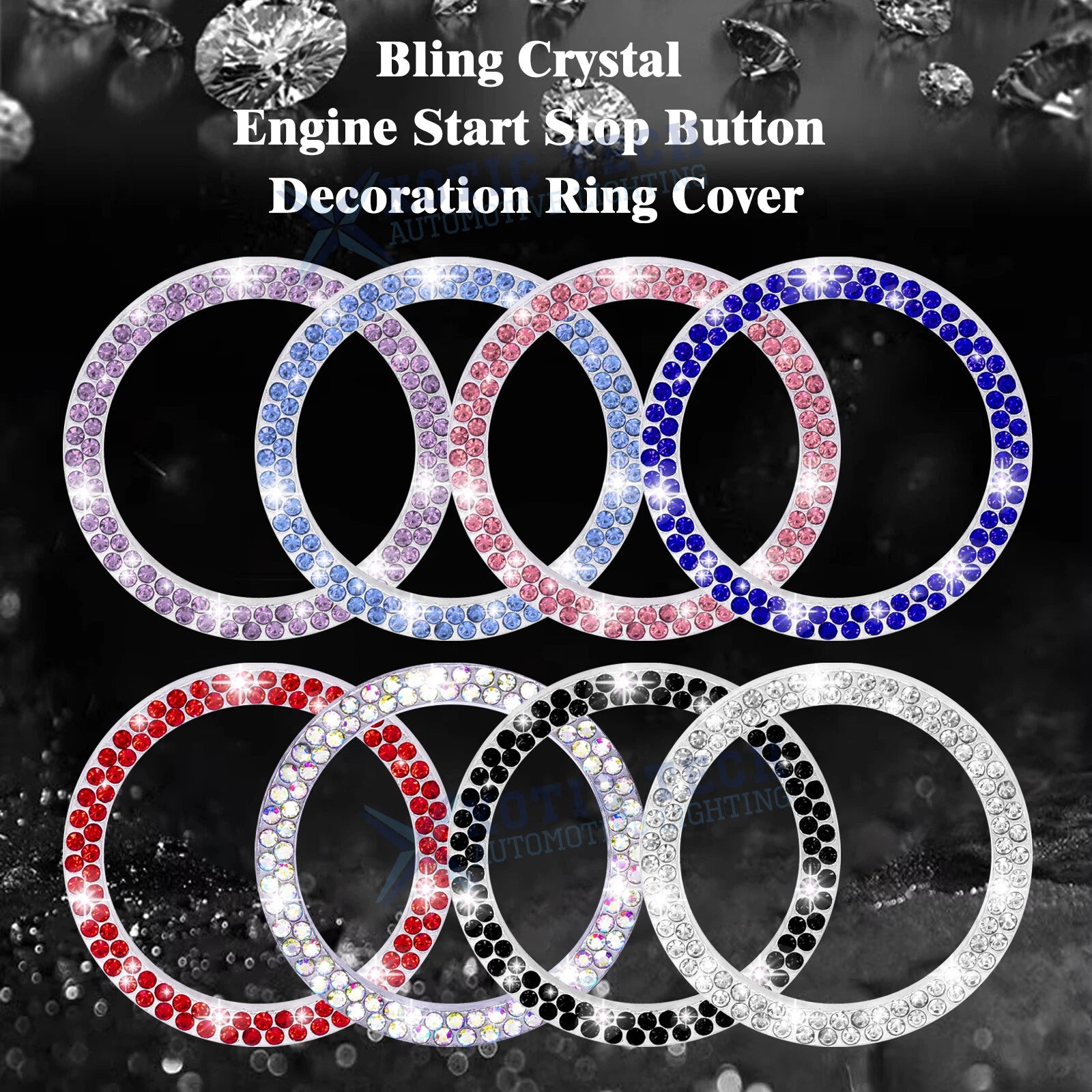 Push Start Button Bling Ignition Ring Sticker for Car Interior (2020-2025)