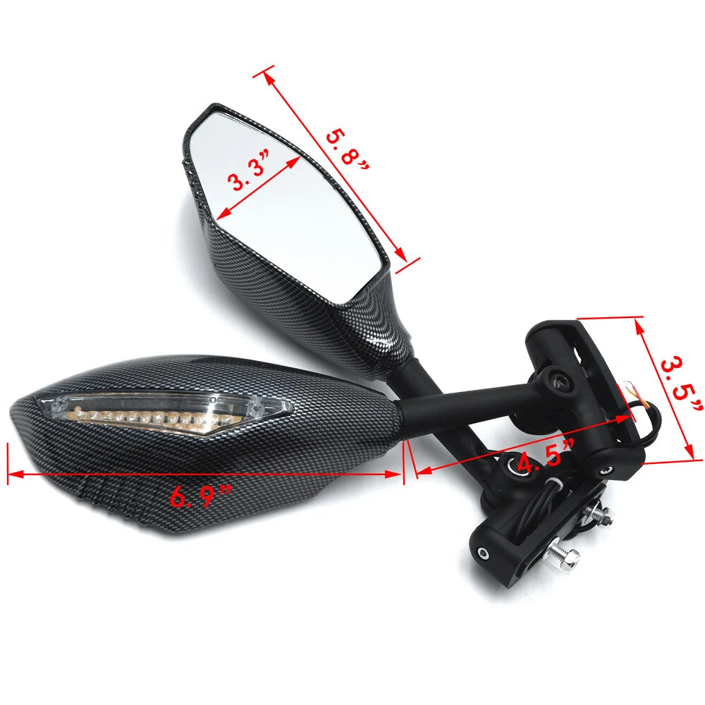 LED Turn Signal Integrated Mirror for Suzuki GSX-R GSXR 600 750 Hayabusa (2001–2023)