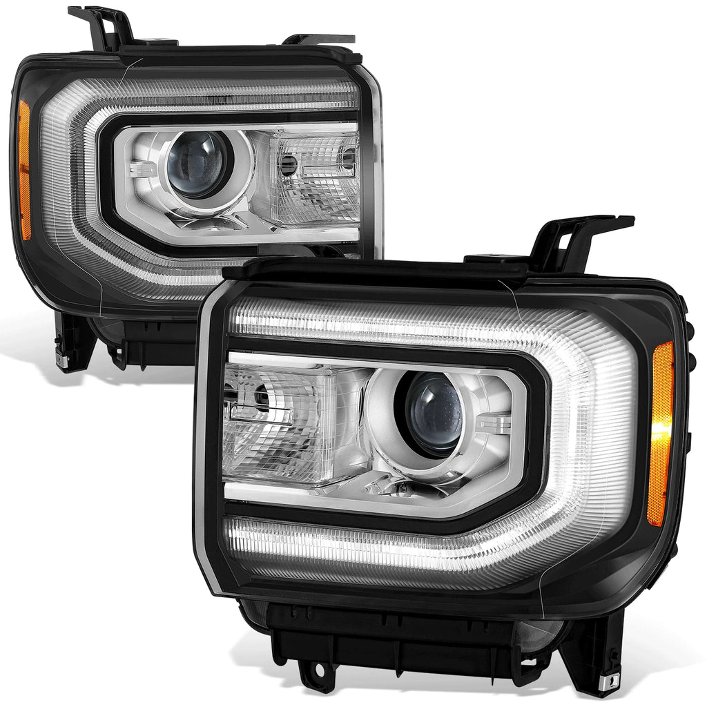 Projector Headlights for GMC Sierra 1500 Limited (2016–2019) Black Amber