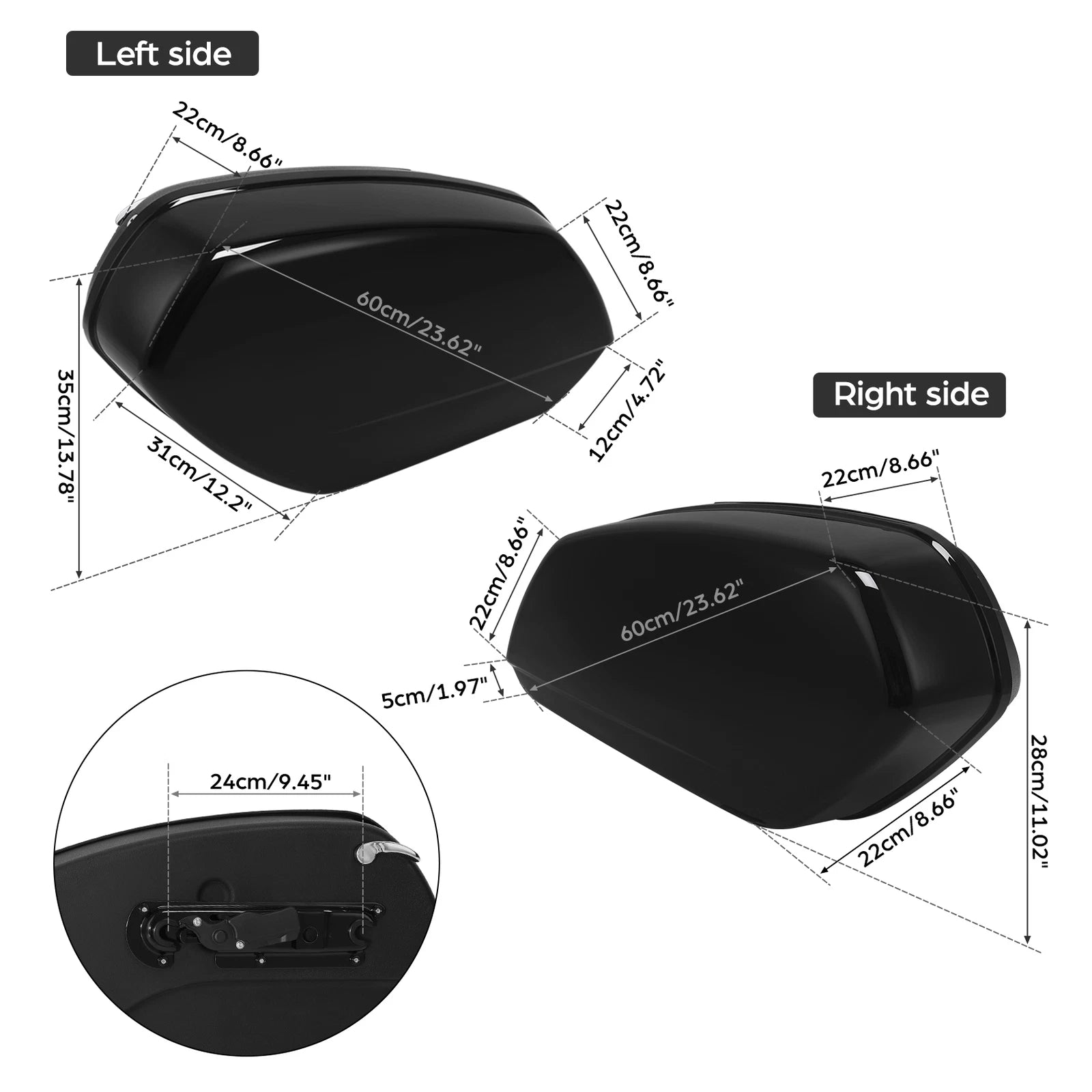 Vivid Black Hard Saddlebags for Harley Softail Fat Boy Breakout (2018–2024)