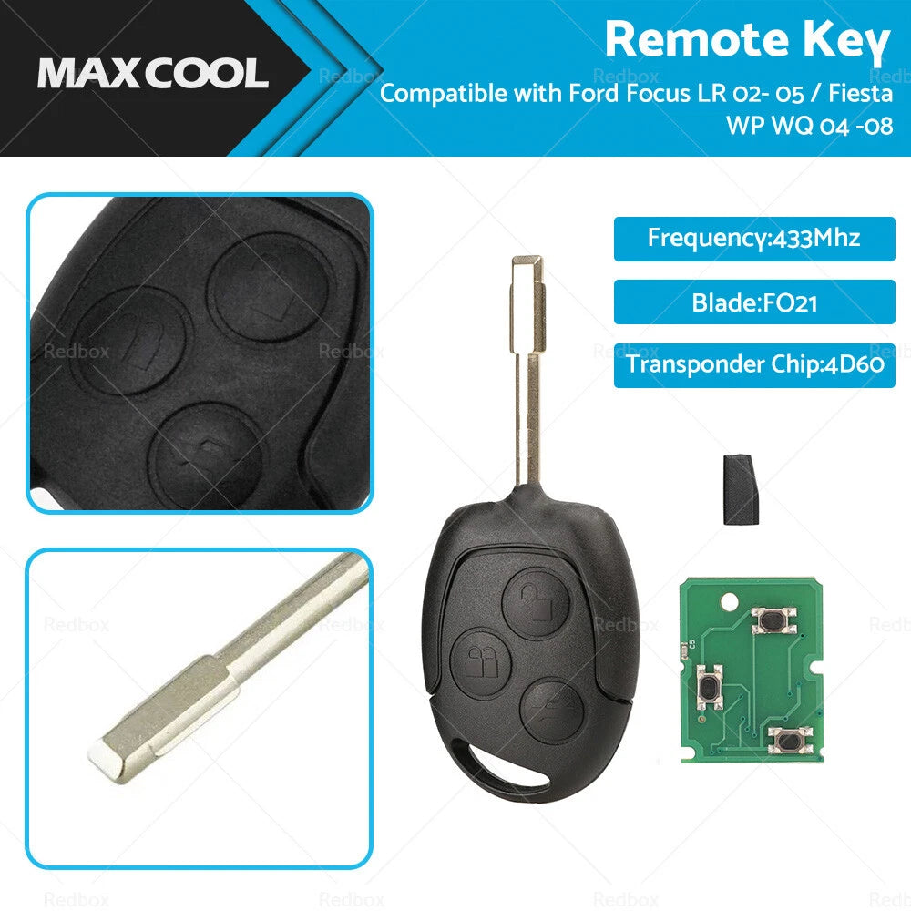 Remote Key 433MHz 4D60 for Ford Focus (2002–2005) / Fiesta (2004–2008)