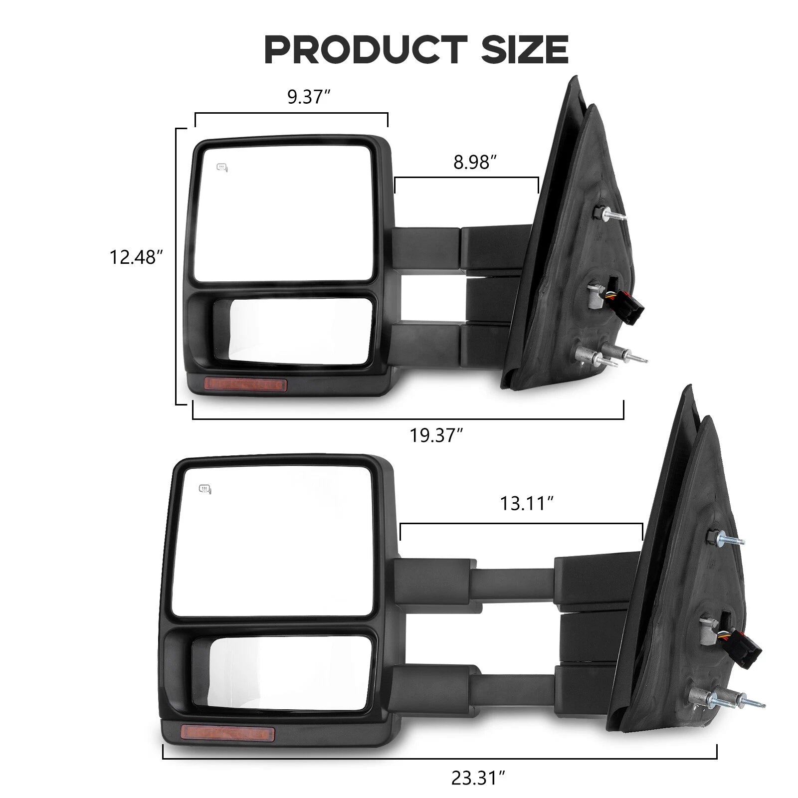 Set of 2 Chrome Power Heated Turn Signal Towing Mirrors for Ford F150 (2007–2014)