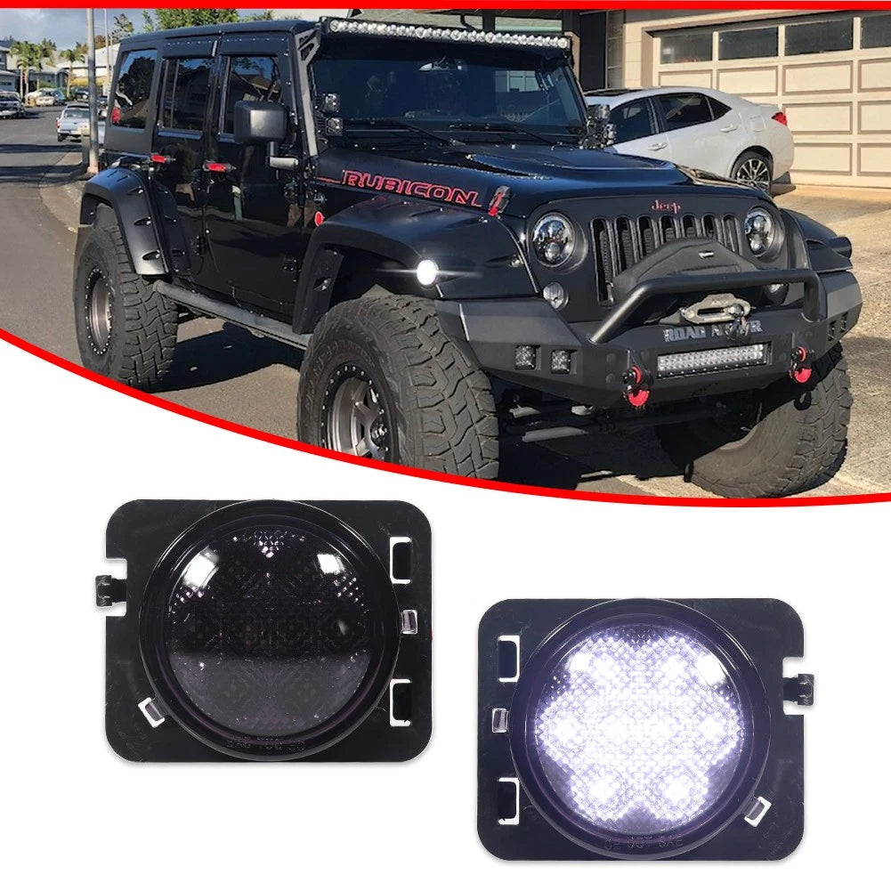 2X Smoke Lens LED Side Marker Lights for Jeep Wrangler JK (2007–2018)