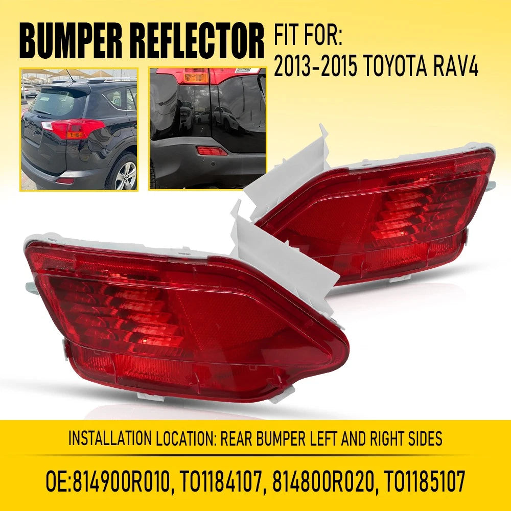 Set of 2 Rear Bumper Light Reflectors for Toyota RAV4 (2013–2015)