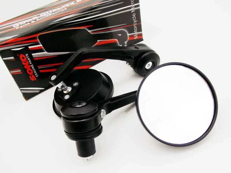 7/8" Black Round Universal Soko Handlebar End Mirrors for Motorcycle Rear View
