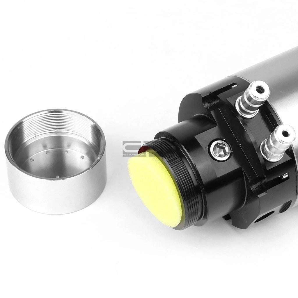 7" Aluminum Round Turbo Engine Oil Catch Tank +0-14 PSI Fuel Gauge