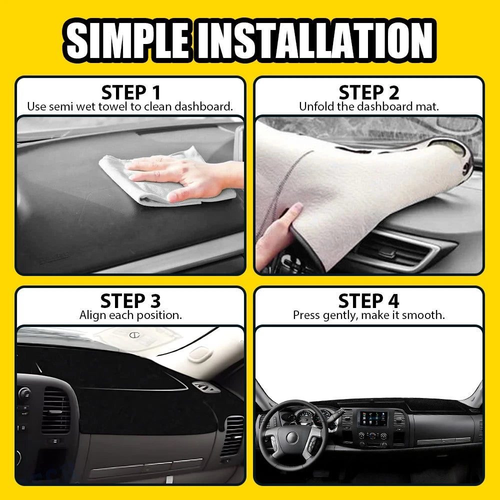Dashboard Cover for Chevy Silverado GMC Sierra (2007-2013) Black