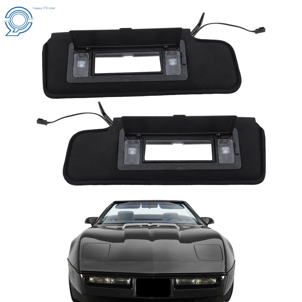 Sunvisor Pair for Chevy Corvette C4 (1984–1996) with Vanity Mirror & LED Light