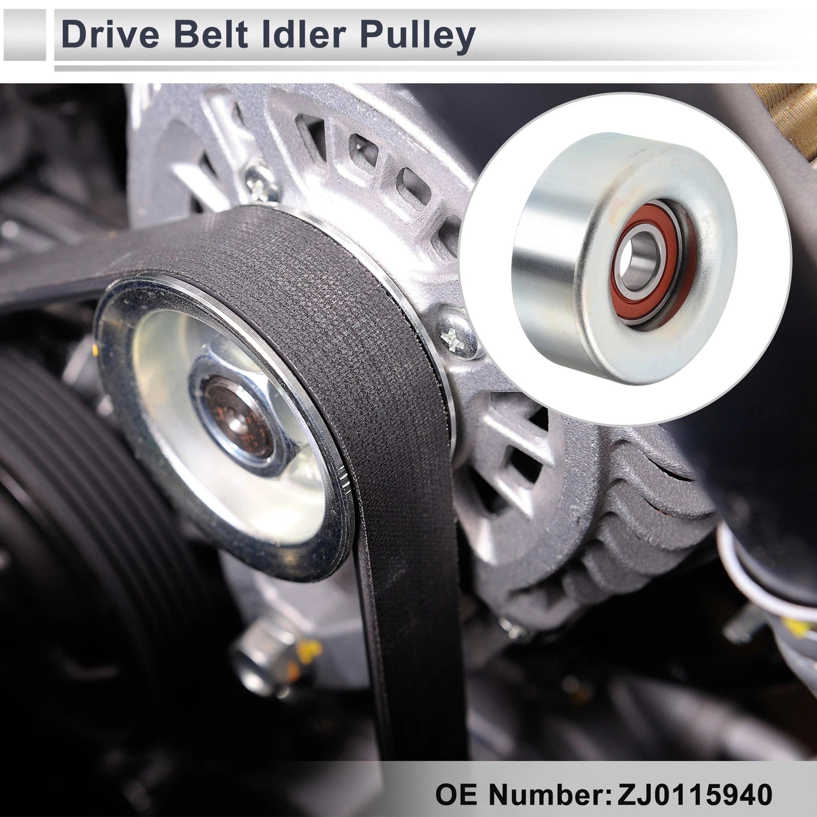Drive Belt Idler Pulley for Mazda 3 BK (2003–2008) No.ZJ0115940 Rubber