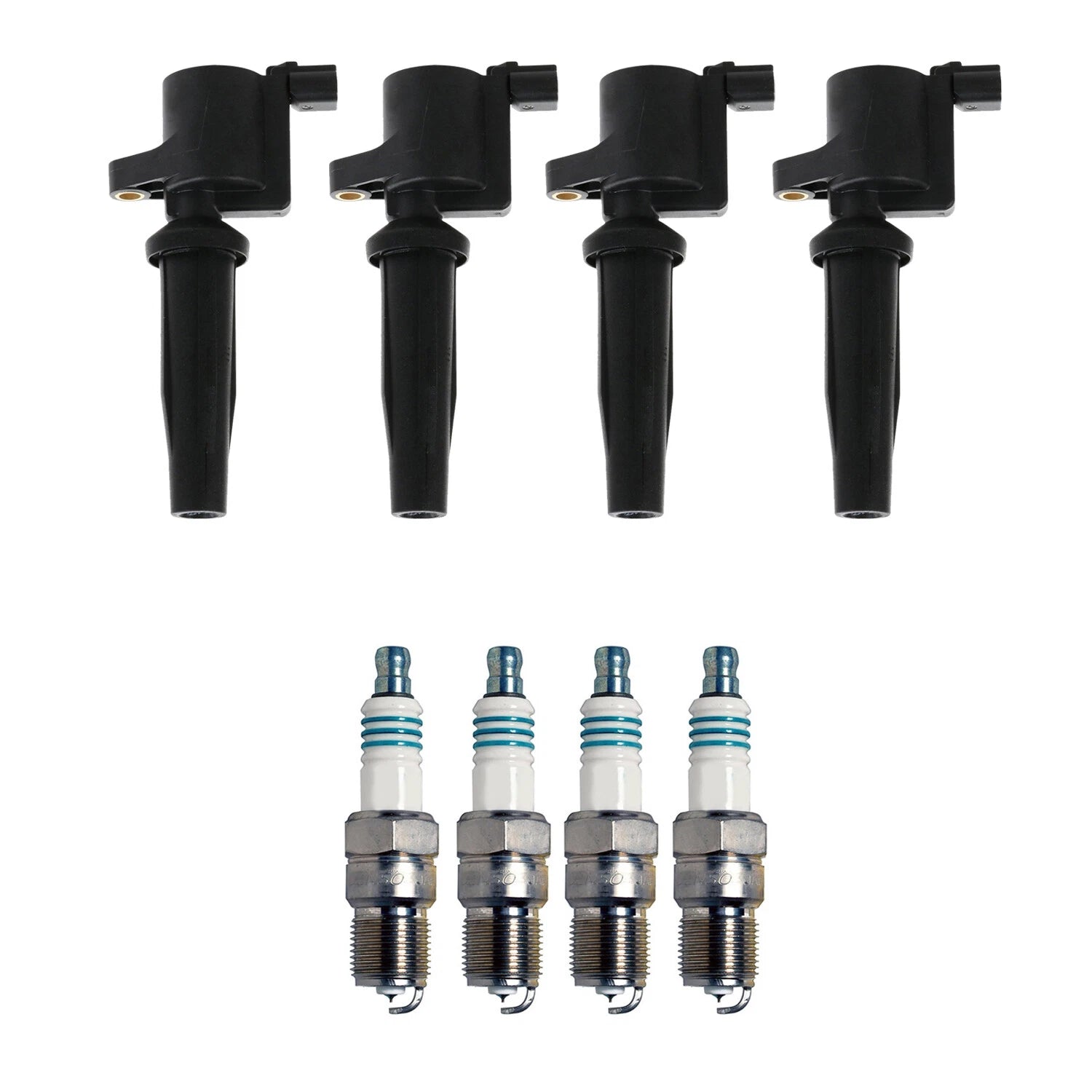 Set of 4 Ignition Coils & 4 Iridium Spark Plugs for Ford Focus (2013–2018)