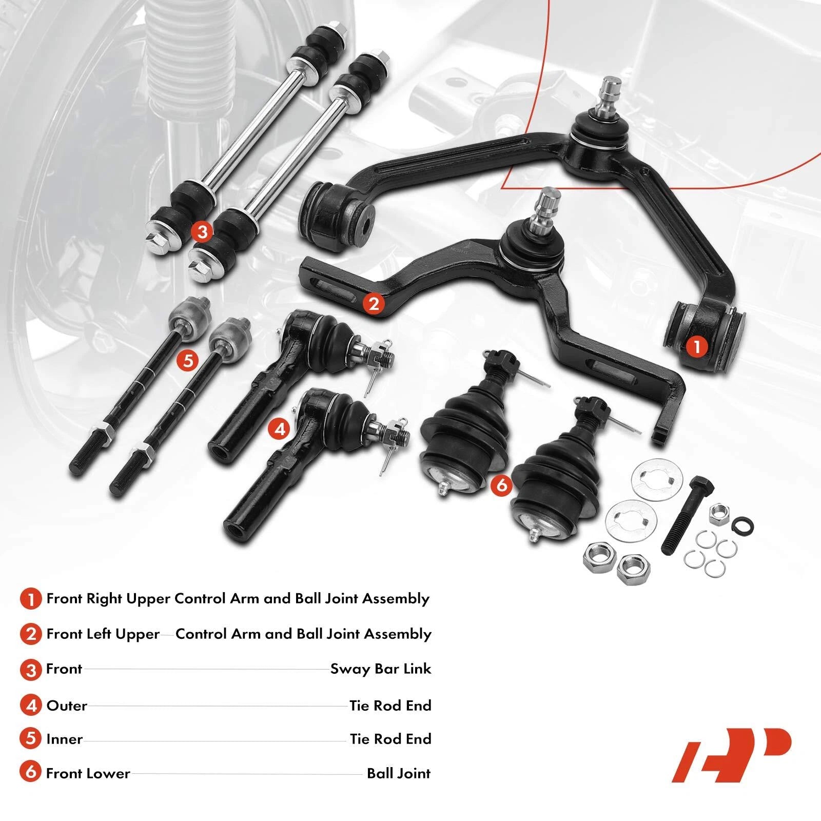 10X Front Upper Control Arm & Sway Bar Link for Ford Explorer (2002-2010)