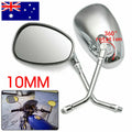 Chrome Oval Side Rearview Mirrors for Honda Cruiser Chopper 10mm