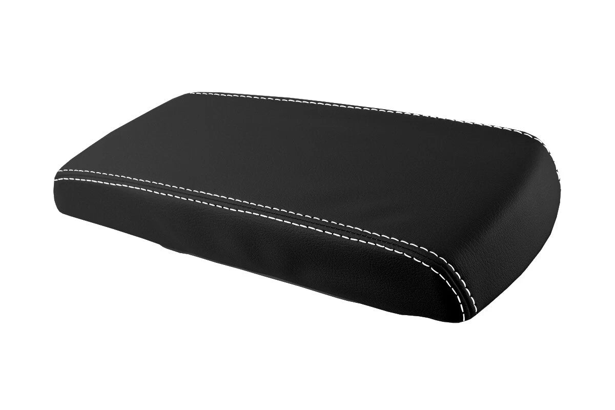Leather Console Lid Armrest Cover for Dodge Durango (2004–2009) White Stitch