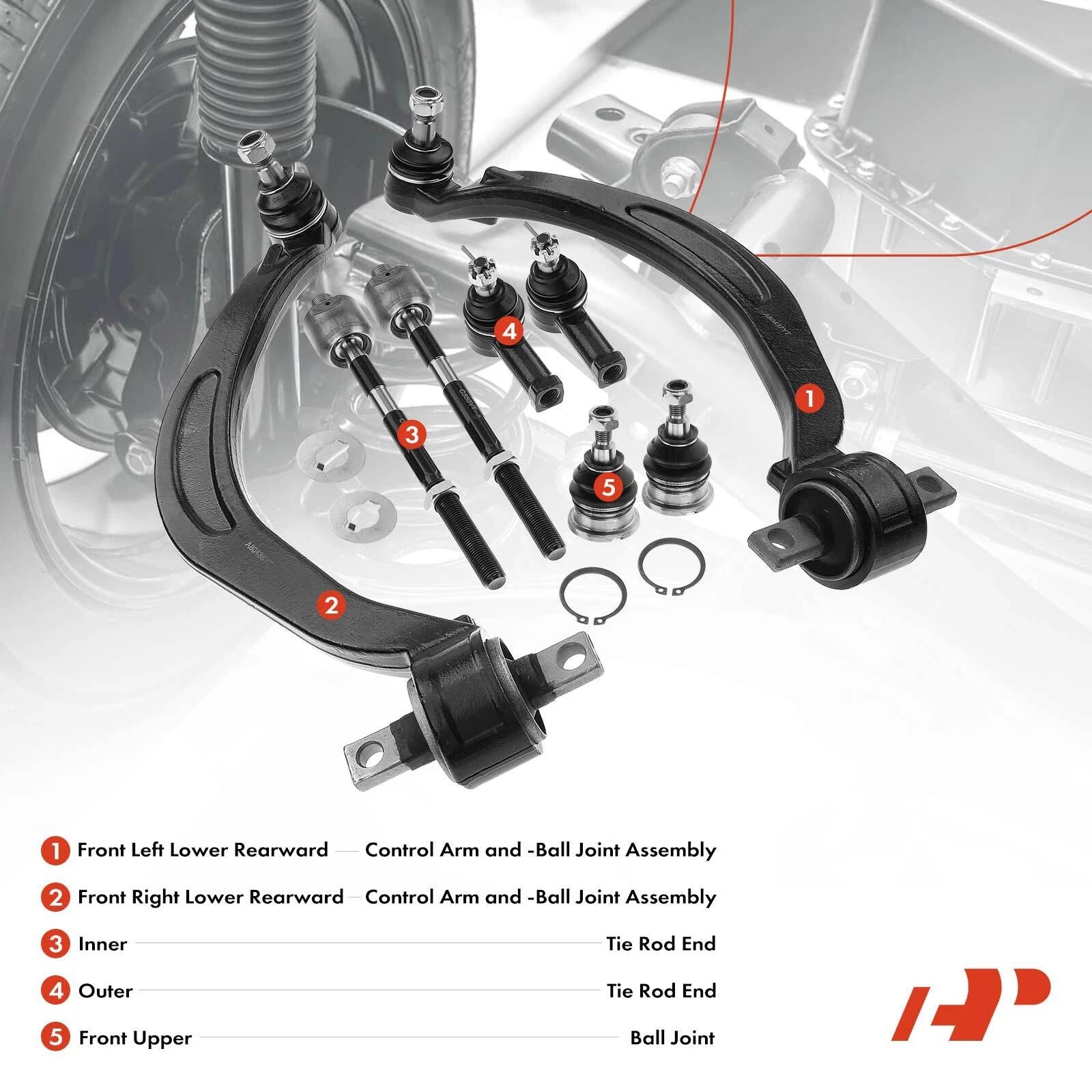 Set of 8 Front Control Arm Tie Rod Ends for Dodge Avenger Chrysler Sebring (2008–2014)